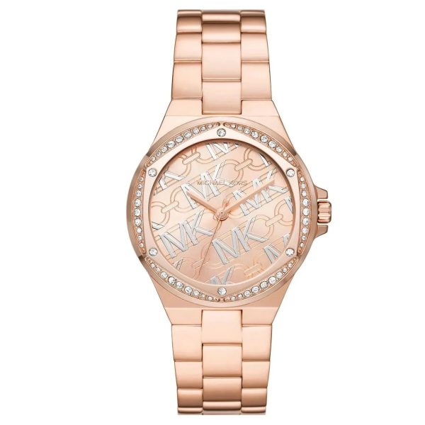 Montre femme Michael Kors Lennox 37 mm réf. MK7405, cadran rose, mouvement quartz – vue de face | Horlova Maroc