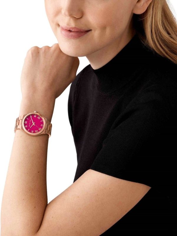 Montre femme Michael Kors Lennox réf. MK7462, mouvement quartz, boîtier 37 mm, acier inoxydable – vue principale, Horlova Maroc