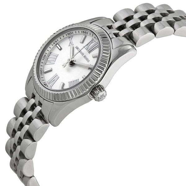 Montre femme Michael Kors Lexington 26 mm réf. MK3228, cadran argenté, bracelet acier – autre angle