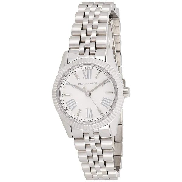 Montre femme Michael Kors Lexington 26 mm réf. MK3228, cadran argenté, bracelet acier – vue rapprochée