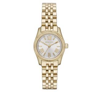 Montre femme Michael Kors Lexington 26 mm réf. MK3229, cadran blanc, bracelet acier, mouvement quartz – vue de face | Horlova Maroc