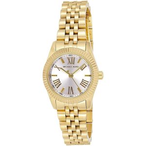 Montre femme Michael Kors Lexington 26 mm réf. MK3229, cadran blanc, bracelet acier – vue de trois-quarts