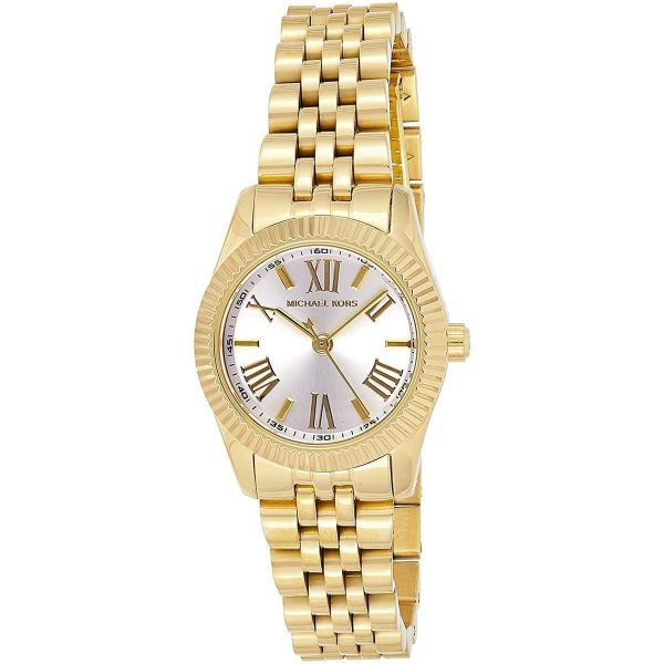 Montre femme Michael Kors Lexington 26 mm réf. MK3229, cadran blanc, bracelet acier – vue de trois-quarts