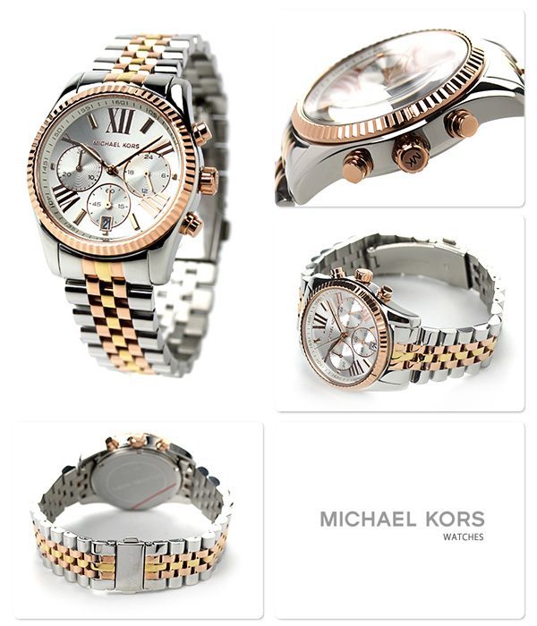 Montre femme Michael Kors Lexington réf. MK5735, chronographe quartz, boîtier 38 mm, acier inoxydable – troisième vue