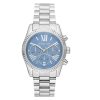 Montre femme Michael Kors Lexington 38 mm réf. MK7215, cadran bleu, bracelet acier, mouvement quartz – vue de face | Horlova Maroc