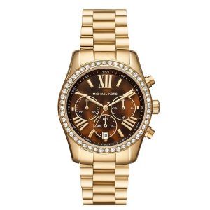 Montre femme Michael Kors Lexington 38 mm réf. MK7276, cadran marron, bracelet acier – vue de face | Horlova Maroc