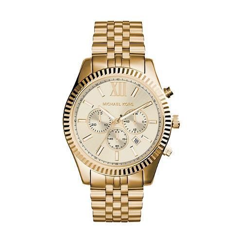 Montre femme Michael Kors Lexington réf. MK8281, chronographe quartz, boîtier 45 mm, acier inoxydable – vue principale, Horlova Maroc