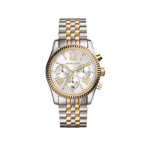 Montre femme Michael Kors Lexington Bicolore Argenté Doré 38 mm réf. MK5955, bracelet acier – vue de trois-quarts