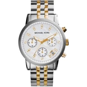 Montre femme Michael Kors Lexington Bicolore Doré 45 mm réf. MK5057, mouvement quartz – vue de trois-quarts