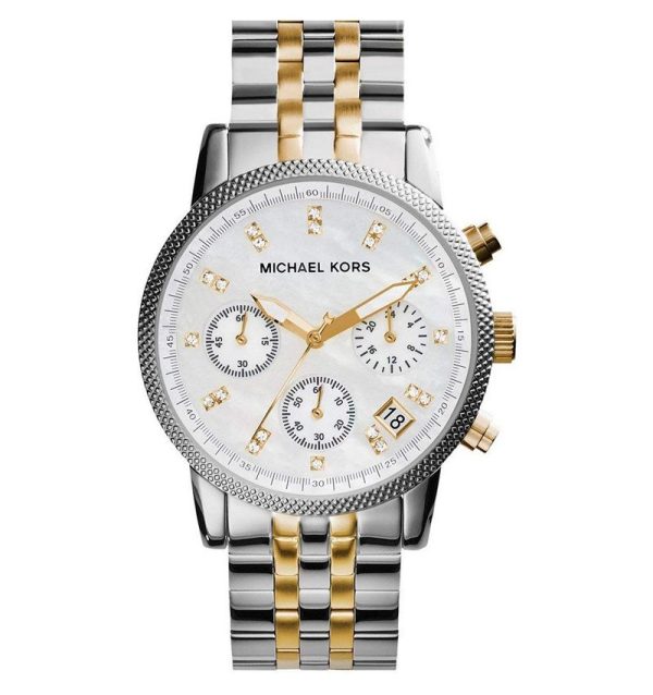 Montre femme Michael Kors Lexington Bicolore Doré 45 mm réf. MK5057, mouvement quartz – vue de trois-quarts