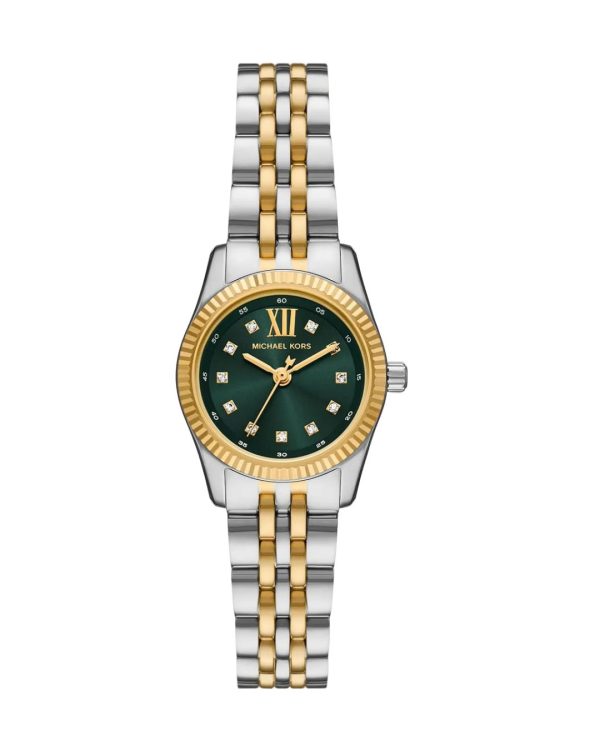 Montre femme Michael Kors Lexington réf. MK4986, cadran vert, bracelet acier, mouvement quartz – vue de face | Horlova Maroc