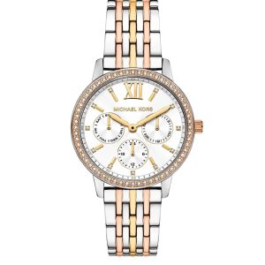 Montre femme Michael Kors Melissa 35 mm réf. MKO1117, cadran argenté, bracelet acier, mouvement quartz – vue de face | Horlova Maroc