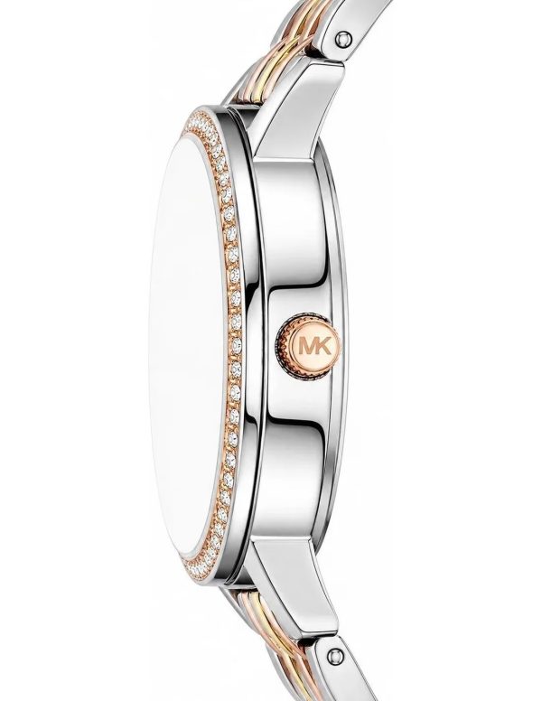 Montre femme Michael Kors Melissa 35 mm réf. MKO1117, cadran argenté, bracelet acier – autre angle