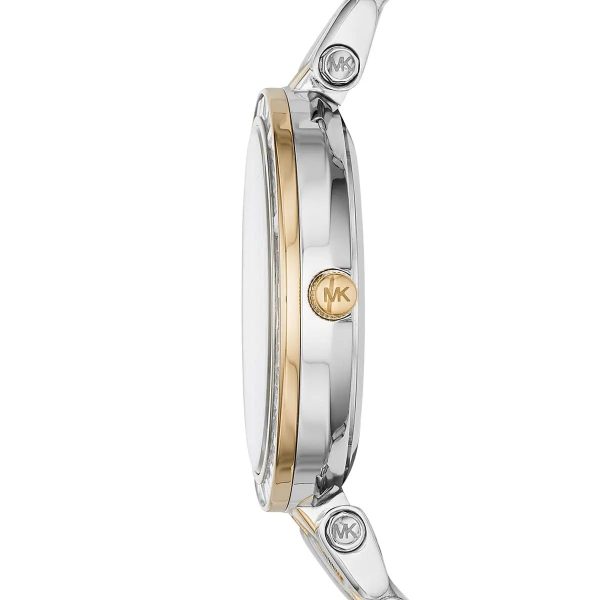 Montre femme Michael Kors Mini Darci Bicolore 38 mm réf. MK3405, cadran argenté, bracelet acier – autre angle
