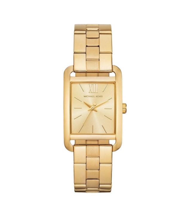 Montre femme Michael Kors Monroe 27 mm réf. MK1031, cadran champagne, bracelet acier, mouvement quartz – vue de face | Horlova Maroc