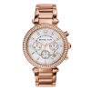 Montre femme Michael Kors Parker 39 mm réf. MK5491, cadran blanc, bracelet acier, mouvement quartz – vue de face | Horlova Maroc
