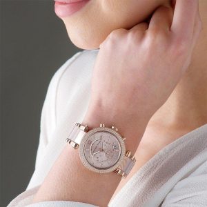 Montre femme Michael Kors Parker réf. MK5896, chronographe quartz, boîtier 39 mm, acier inoxydable – vue principale, Horlova Maroc