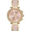 Montre femme Michael Kors Parker 39 mm réf. MK6326, cadran rose, bracelet acier, mouvement quartz – vue de face | Horlova Maroc
