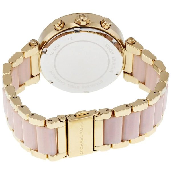 Montre femme Michael Kors Parker 39 mm réf. MK6326, cadran rose, bracelet acier – vue de trois-quarts