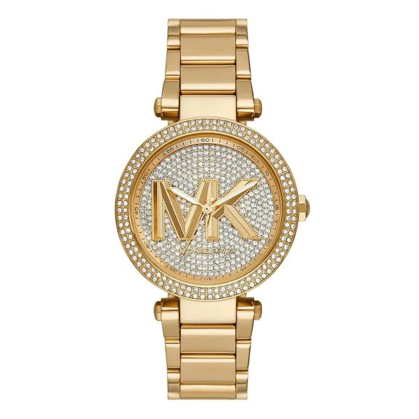 Montre femme Michael Kors Parker 39 mm réf. MK7283, cadran doré, bracelet acier, mouvement quartz – vue de face | Horlova Maroc