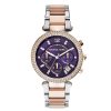 Montre femme Michael Kors Parker Violette 39 mm réf. MK6108, cadran violet, bracelet acier – vue de face | Horlova Maroc