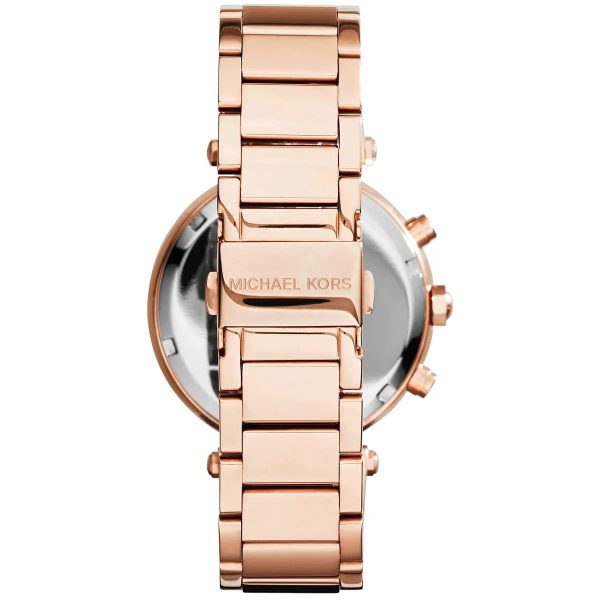 Montre femme Michael Kors Parker Violette 39 mm réf. MK6108, cadran violet, bracelet acier – vue de trois-quarts