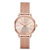 Montre femme Michael Kors Portia 36.5 mm réf. MK3845, cadran rose, bracelet acier, mouvement quartz – vue de face | Horlova Maroc