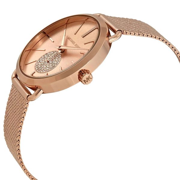 Montre femme Michael Kors Portia 36.5 mm réf. MK3845, cadran rose, bracelet acier – autre angle