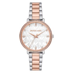 Montre femme Michael Kors Pyper 33 mm réf. MK4667, cadran blanc, bracelet acier, mouvement quartz – vue de face | Horlova Maroc