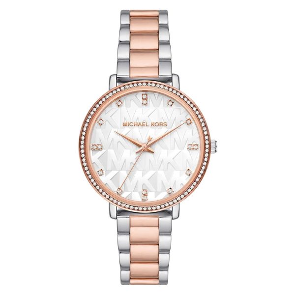 Montre femme Michael Kors Pyper 33 mm réf. MK4667, cadran blanc, bracelet acier, mouvement quartz – vue de face | Horlova Maroc