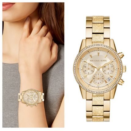 Montre femme Michael Kors Ritz réf. MK6356, chronographe quartz, boîtier 37 mm, acier inoxydable – troisième vue