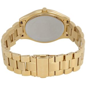 Montre femme Michael Kors Runway 42 mm réf. MK3179, cadran doré, bracelet acier – vue de trois-quarts