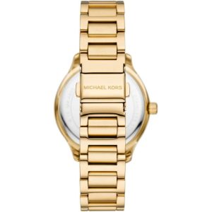 Montre femme Michael Kors Sage 38 mm réf. MK4805, cadran blanc, bracelet acier – vue de trois-quarts