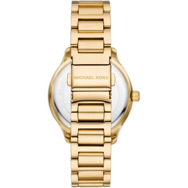 Montre femme Michael Kors Sage 38 mm réf. MK4805, cadran blanc, bracelet acier – vue de trois-quarts
