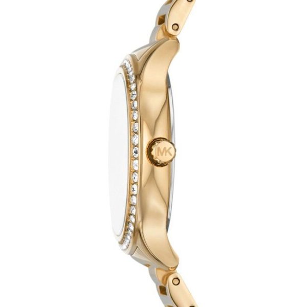 Montre femme Michael Kors Sage 38 mm réf. MK4805, cadran blanc, bracelet acier – autre angle