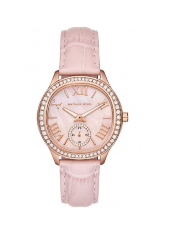 Montre femme Michael Kors Sage réf. MK4820, bracelet acier, mouvement quartz – vue de face | Horlova Maroc