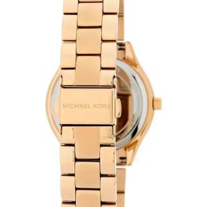 Montre femme Michael Kors Slim Runway 33 mm réf. MK3456, cadran doré, bracelet acier – vue de trois-quarts