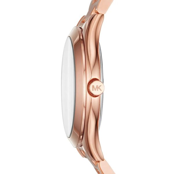 Montre femme Michael Kors Slim Runway 33 mm réf. MK3513, cadran doré, mouvement quartz – vue rapprochée