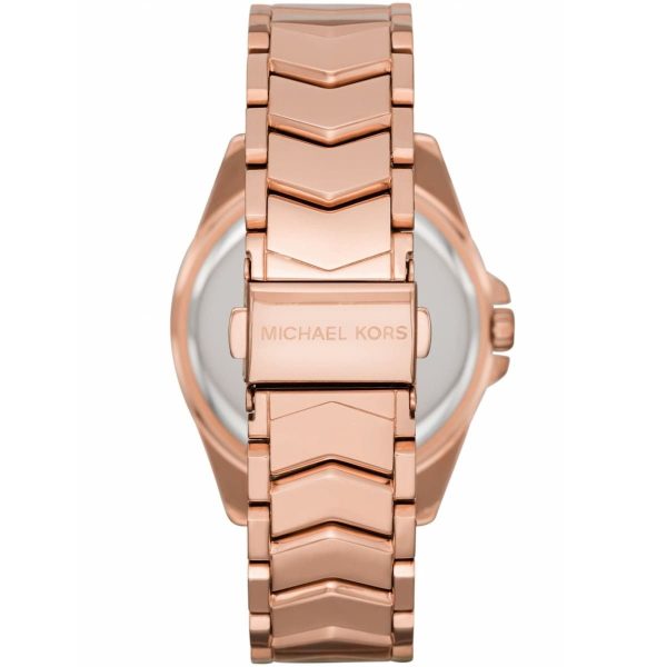 Montre femme Michael Kors Whitney Rose Gold 38 mm réf. MK6694, cadran blanc, bracelet acier – autre angle
