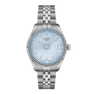 Montre femme Tissot Ballade 34 mm réf. T156.210.11.351.00, cadran bleu, mouvement quartz – vue de face | Horlova Maroc