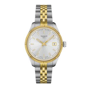 Montre femme Tissot Ballade 34 mm réf. T1562102203100, cadran argenté, bracelet acier, mouvement quartz – vue de face | Horlova Maroc