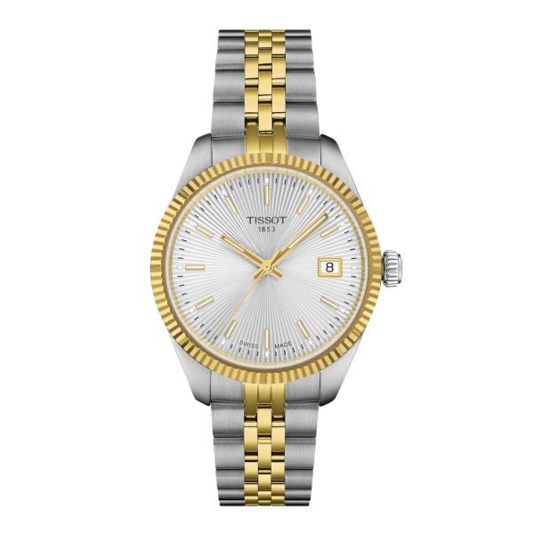 Montre femme Tissot Ballade 34 mm réf. T1562102203100, cadran argenté, bracelet acier, mouvement quartz – vue de face | Horlova Maroc