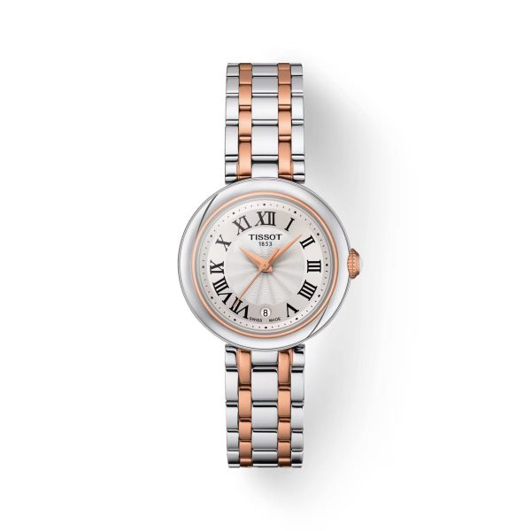 Montre femme Tissot Bellissima 26 mm réf. T126.010.22.013.01, cadran blanc, mouvement quartz – vue de face | Horlova Maroc