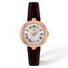 Montre femme Tissot Bellissima 26 mm réf. T126.010.36.013.00, cadran blanc, bracelet cuir – vue de trois-quarts