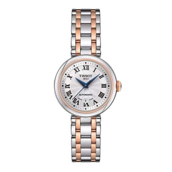 Montre femme Tissot Bellissima 29 mm réf. T1262072201300, cadran blanc, bracelet acier, mouvement quartz – vue de face | Horlova Maroc