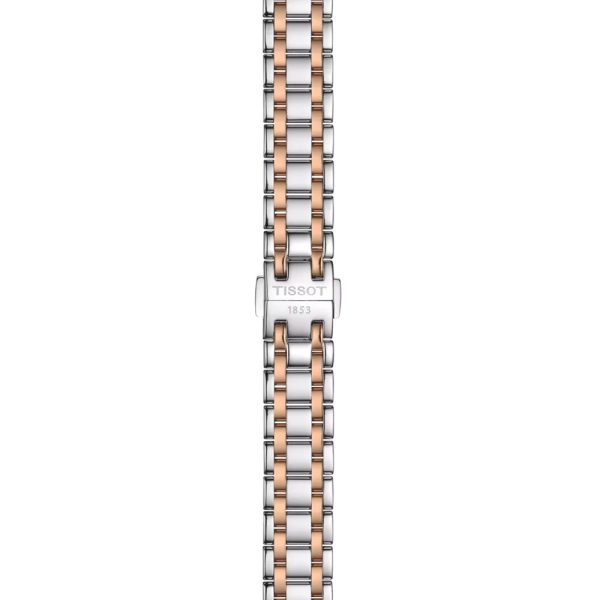 Montre femme Tissot Bellissima 29 mm réf. T1262072201300, cadran blanc, bracelet acier – détail du bracelet