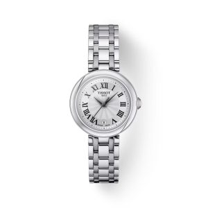 Montre femme Tissot Bellissima Small 26 mm réf. T1260101101300, cadran blanc, bracelet acier, mouvement quartz – vue de face | Horlova Maroc