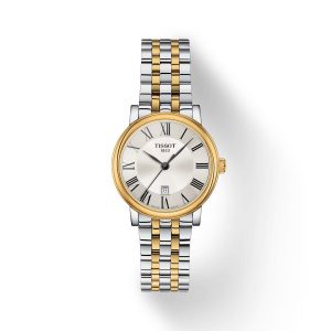 Montre femme Tissot Carson Premium 30 mm réf. T1222102203300, cadran argenté, bracelet acier, mouvement quartz – vue de face | Horlova Maroc
