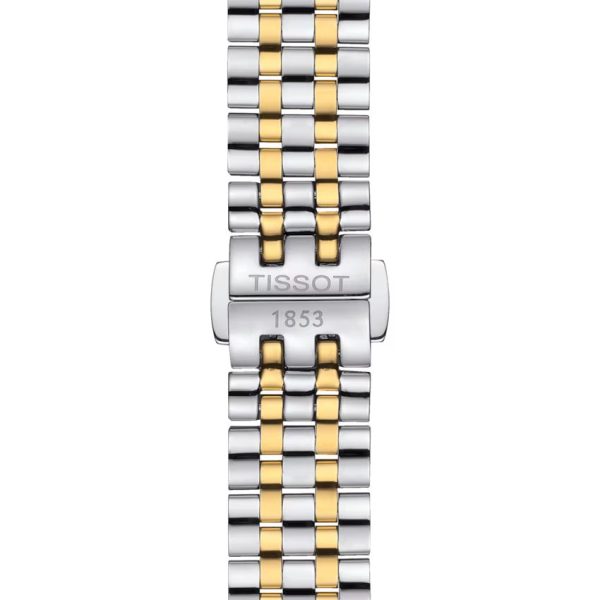 Montre femme Tissot Carson Premium 30 mm réf. T1222102203300, cadran argenté, bracelet acier – vue de trois-quarts