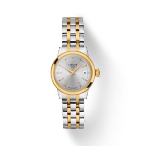 Montre femme Tissot Classic Dream 28 mm réf. T1292102203100, cadran argenté, mouvement quartz – vue de face | Horlova Maroc